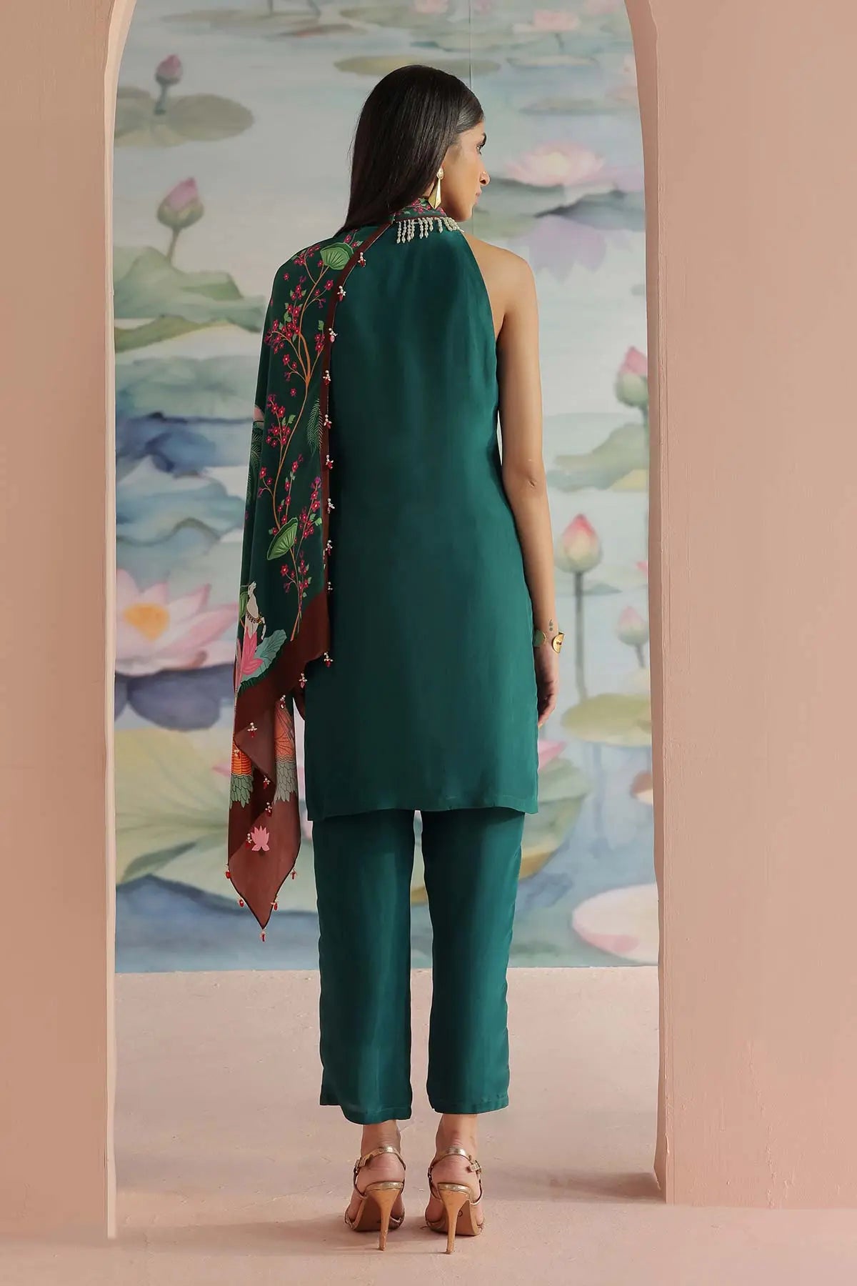 REVAA EMBROIDERED DRAPED KURTA SET 369