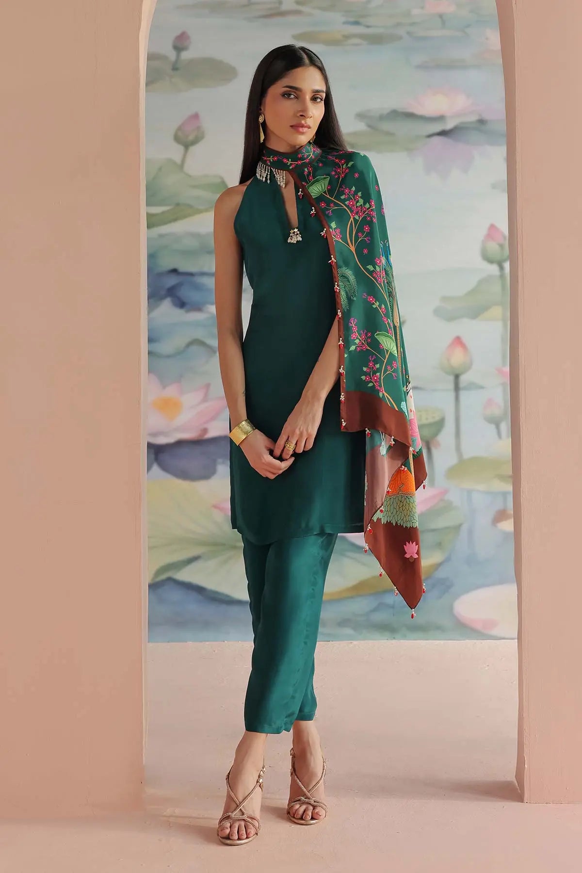 REVAA EMBROIDERED DRAPED KURTA SET 369